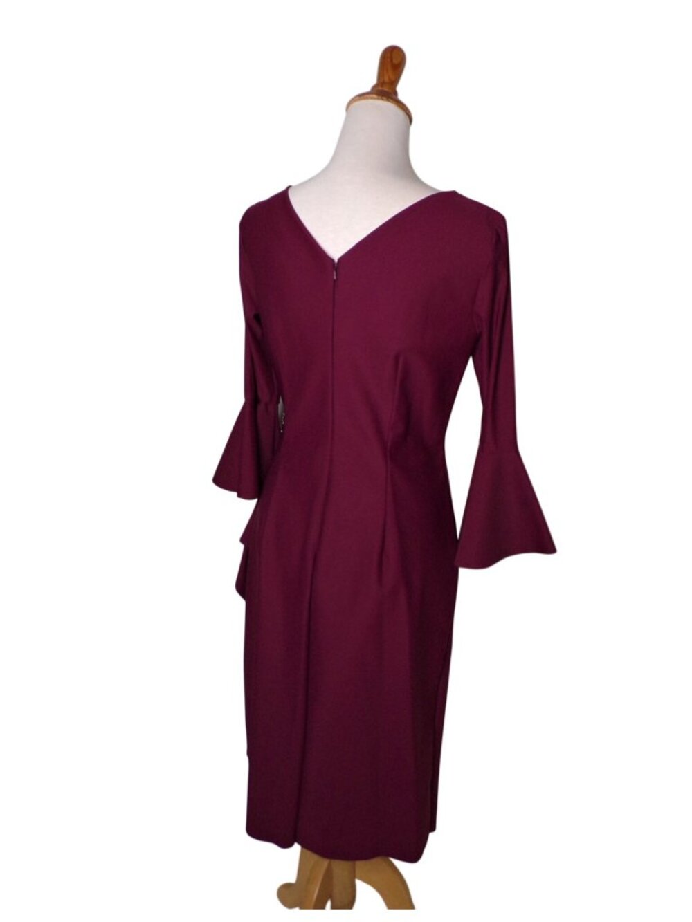 🆕ALEX EVENINGS Bell Sleeve Wrap Dress Wine Plum Burgundy 8 - Picture 7 of 9